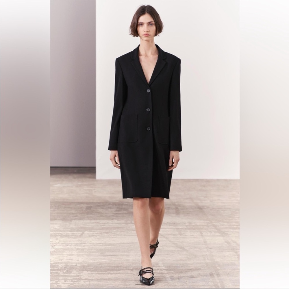 NWT ZARA ZW COLLECTION MINIMAL TAILORING COAT BLACK SZ M